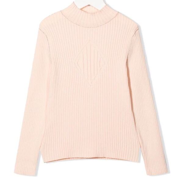 NWT CHLOE Ribbed Knit Collar Jumper Sweater Peach Gold 4 - Picture 1 of 13